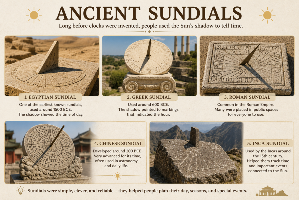 Ancient sundials used to tell time using the Sun's shadow