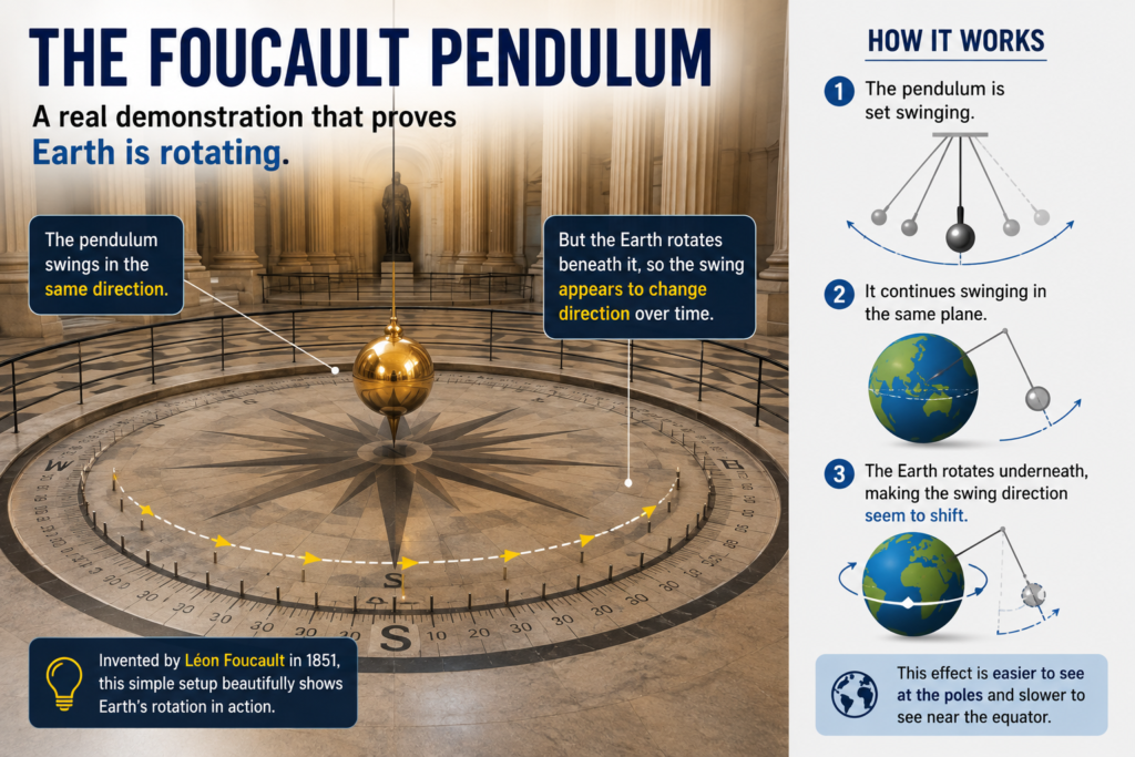 Foucault pendulum demonstrating that Earth is rotating