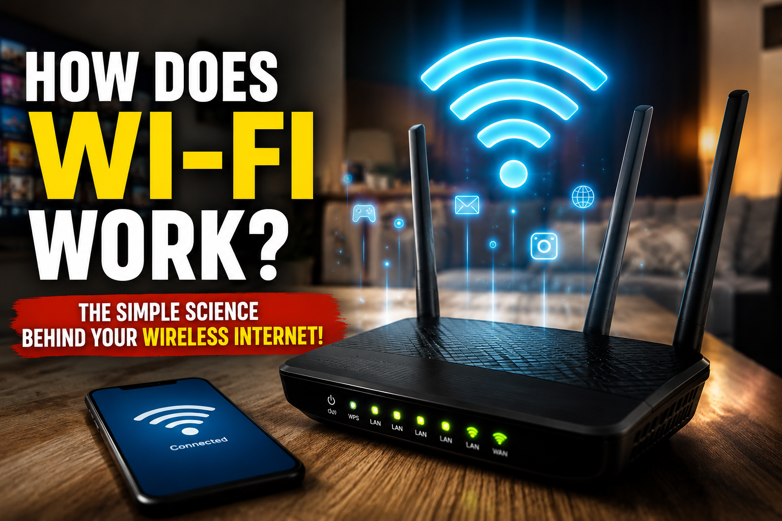 How Wi-Fi works with a wireless router and connected devices