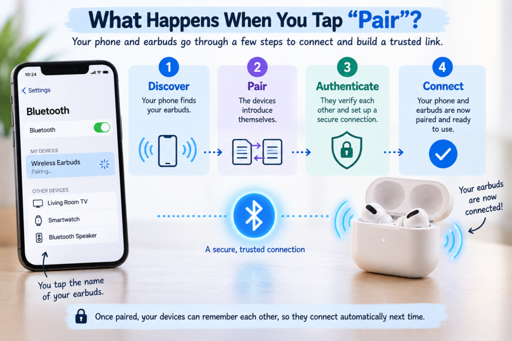 How Bluetooth pairing connects your phone and wireless earbuds