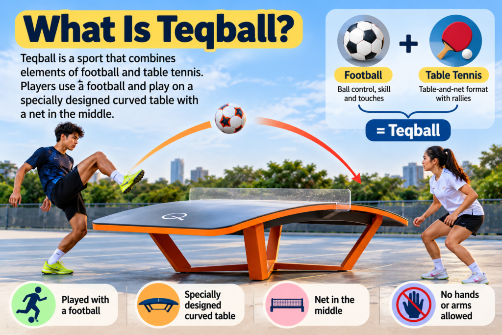 Teqball combines football skills with a curved table and net